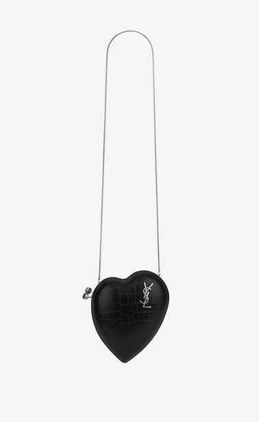 LOVE Box Bag nera in coccodrillo stampato